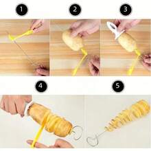 1 Set/6 Pieces Multifunctional Manual Spiral Potato Slicer, Heavy Duty Stainless Steel Tornado Vegetable Cutter & Spiralizer Tool, Handheld Food Prep Gadget For Potatoes, Carrots, Cucumbers, Zucchini, Radishes & Other Vegetables, Built Without Flint Or Magnesium Rods, Portable Lightweight Cooking Utensil Ideal For BBQ, Camping, Picnics, Outdoor Grilling, Backyard Parties, Travel, Home Kitchen, RV Cooking & Meal Preparation, Rust Resistant, Easy To Clean & Store, Practical Kitchen Accessory For Camping Enthusiasts, BBQ Lovers, Home Cooks & Outdoor Cooking Lovers - 1 Piece Set - View 10