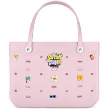 Oversized EVA Beach Tote Bag, Multi-Size Durable Rubber Tote Handbag For Women, Lightweight & Breathable Open Top Shopping Bag, Waterproof Sand Resistant Shoulder Bag, Quick Dry Easy Clean, Perfect For Pool Beach Vacation Travel Camping Casual Outings, DIY Ready Solid Color Basket Bag - 彩色 - 查看 45