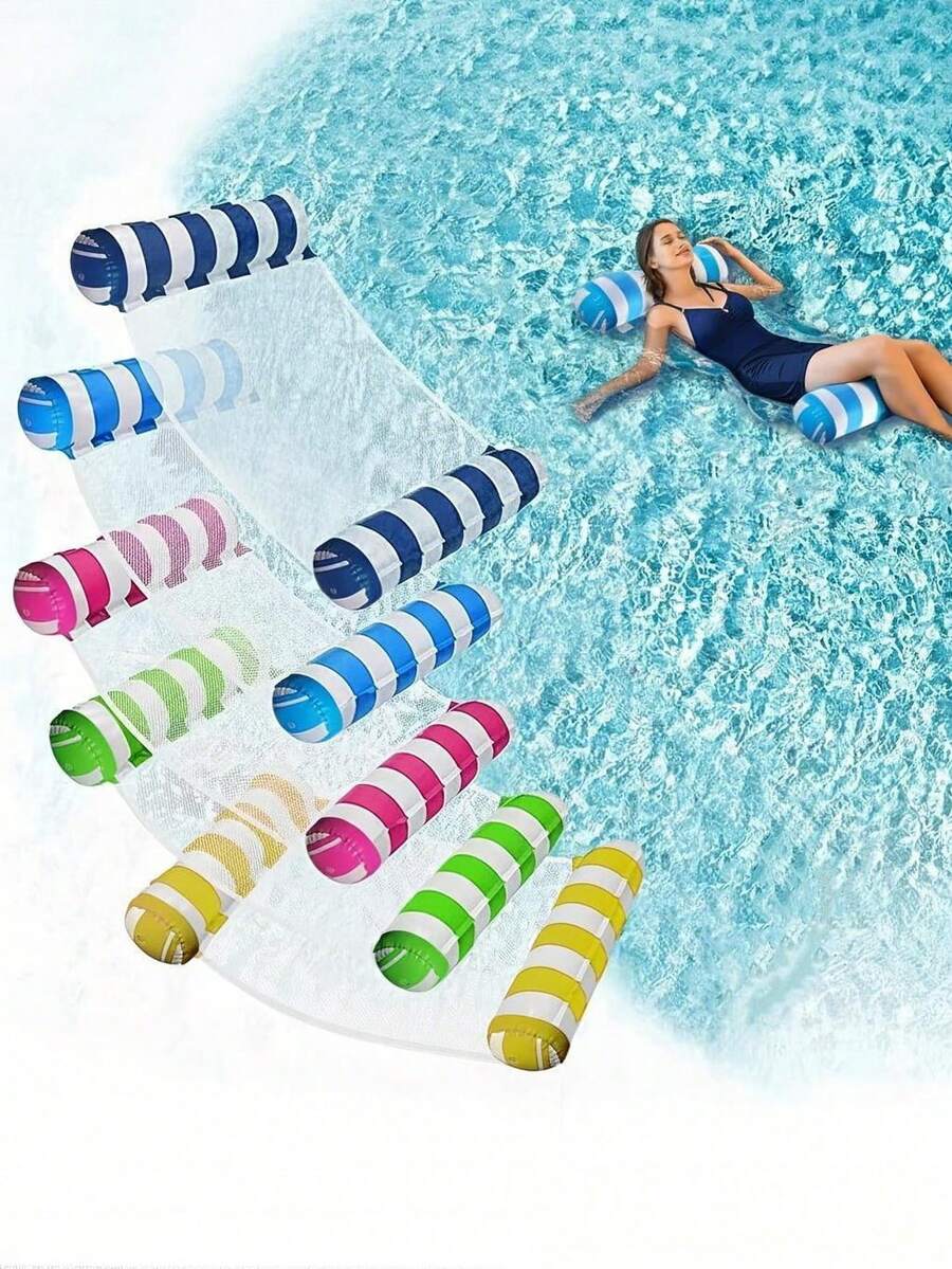 1 pieza Hamaca flotante plegable inflable Silla de descanso para piscina Flotador de piscina Accesorio para piscina - multicolor - Ver 1
