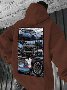 Nueva sudadera de moda, sudadera con capucha estampada de talla grande para hombre. - Negro - Ver 6
