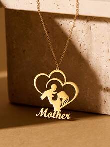 Collar personalizado con nombre, colgante de beso personalizado con nombre, regalo del Día de la Madre, collar personalizado con nombre en forma de corazón vintage de acero inoxidable, collar personalizado con nombre para mujer, joyería de verano, accesorios de playa para mujer, regalo del Día de la Madre - Multicolor - Ver 4