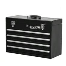 20.3-Inch Metal Toolbox With Drawers, Portable Steel Toolbox With Protective Lining, Metal Clasp And Lock For Garage, Home And Warehouse - black - 查看 12