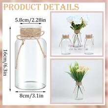 Vintage Glass Flower Vase, Farmhouse Glass Centerpiece Vases Mason Jars For Weddings, Parties & Home Decor Bulk (12, Transparent)  Bud Vases For Flowers For Rustic Wedding KDW8 - Hổ phách - Xem 7