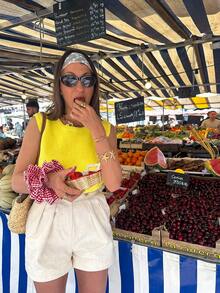 夏季女士针织常规圆领毛衣背心 - 黃色 - 查看 5