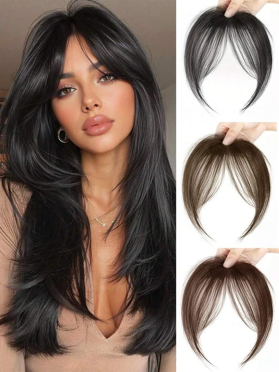 Women's Natural Bangs Wig, Realistic "8" Shape Air Bangs, Seamless Lightweight Synthetic Fiber French Bangs Wig - Multicolor - View 1