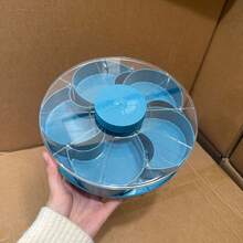 Divided Spin & Snack Serving Tray, Upgrade 5-Compartment Rotating Party Platter, Rotating Snack Box Container With Lid For Snacks, Dips & Party Appetizers, For Picnic,Travel And Kitchen - View 10