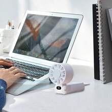 手持便携式冷却风扇，带挂绳，数字显示涡轮可折叠迷你风扇，高速冰风风扇 - A - 查看 6