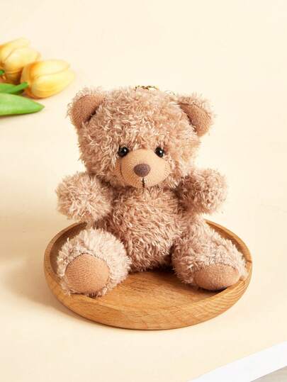 1 pieza Nuevo llavero de peluche de oso de peluche rizado de dibujos animados, lindo llavero, accesorio de funda de teléfono, colgante de bolso, llavero de coche, decoración de mochila de muñeca, adecuado para salidas casuales, otoño/invierno, bodas, cumpleaños, vacaciones, regalos para novio, novia, familia, maestros, mejores amigos, compañeros de clase