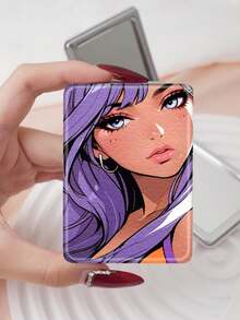 1pc Fashionable Folding Vanity Mirror, Lightweight Compact Portable Hand Mirror, Durable PU Leather, Suitable For Various Occasions, Rectangular Compact Mirror For Carrying - Multicolor - View 18