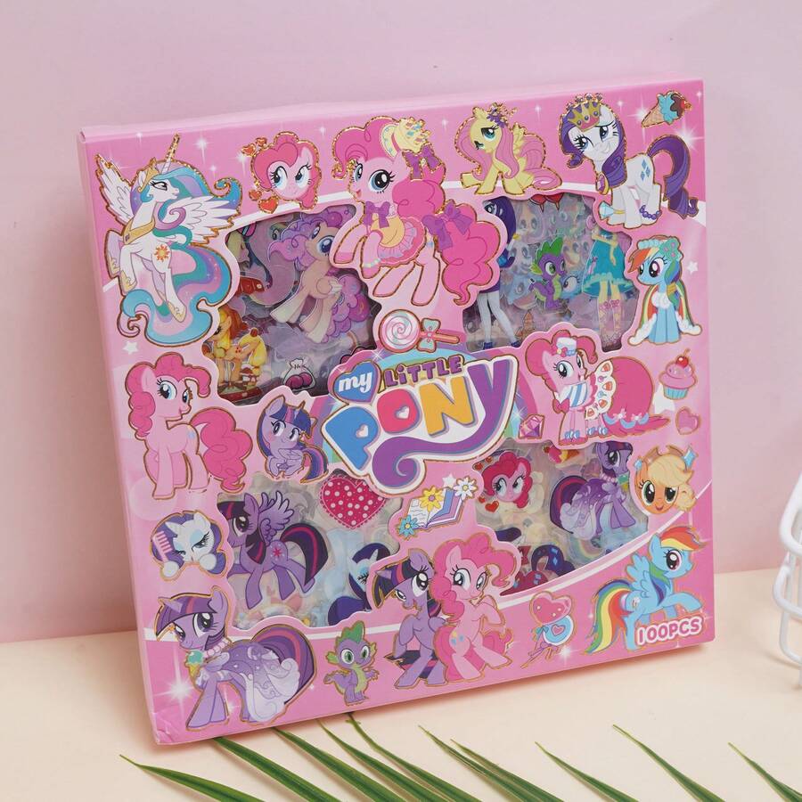 MY LITTLE PONY 100张可爱卡通小马宝莉贴纸，卡哇伊美学贴纸套装，适用于剪贴簿、日记、礼盒 - 彩色 - 查看 1