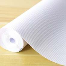 Forro de estante antideslizante de 10 pulgadas de ancho x 20 pies para cajones de gabinete de cocina impermeables y a prueba de aceite para clóset despensa no calcomanía revestimiento de estante - Blanco - Ver 2
