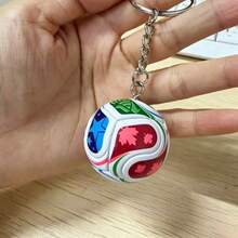 1pc 2026 Commemorative Edition Football Keychain 3D Stereoscopic Keyring Unisex Fan Collection Gift - Multicolor - View 4