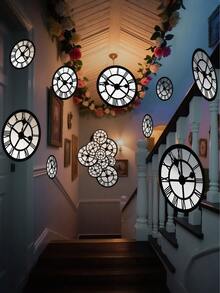 24pcs/Set Clock Decor Set, Wonderland Afternoon Tea Decorative Clock, Curious Clock Background, Suitable For Party Clock Banner, Wonderland Wreath, Baby Shower Decor, Birthday Baby Shower Party Supplies - Multicolor - View 6