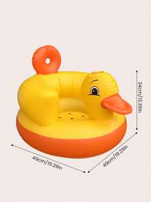 1pc Yellow Duck Theme Foldable Inflatable Baby Sofa, Baby Sitting Support Chair, Anti-Fall Seat, Floor Cushion For Sitting Posture Training - Multicolor - View 4