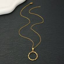 1 Set/3 Pieces Exquisite & Elegant Twisted Round Stainless Steel Women's Fashion Earring And Necklace Set. Fade-Resistant, Ideal For Daily Wear, Office Commutes, Date Nights, Parties And Gifting - Gold - View 2