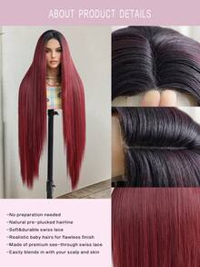 Tóc giả ombre đỏ, tóc thẳng, tóc tổng hợp màu bạc xám, kiểu dệt hình chữ U 4*2, phù hợp cho nữ, dài 42 inch, tóc thẳng màu bạc, mũ lưới co giãn, dễ đội, tóc giả tự nhiên, phù hợp với mọi chủng tộc, thích hợp cho các buổi tụ họp, lễ hội và tiệc tùng hàng ngày. - Màu đỏ ombre - Xem 8