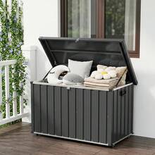 120/150/160/200 Gallon Metal Deck Box Waterproof Outdoor Storage Container, Heavy-Duty Galvanized Steel Patio Storage Box With Wheels & Handles, Large Bin For Patio Cushions, Pool Gear, Garden Tools & Backyard - Thùng 200 gallon màu xám - Xem 1