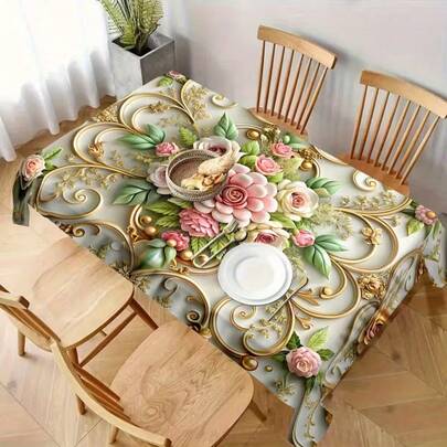 1 buc/25 buc Set Față de masă cu imprimeu digital floral vintage, față de masă decorativă cu model floral retro pentru petrecere, utilizare zilnică, prânz/cină, decor interior, petrecere, nuntă, camping, interior/exterior