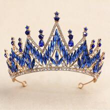 1pc Retro Multi-Color Bridal Crown, Geometric Pattern Palace Style Zinc Alloy Tiara Headpiece For Wedding, Pageant, Performance,Festival,Birthday - Multicolor - View 12