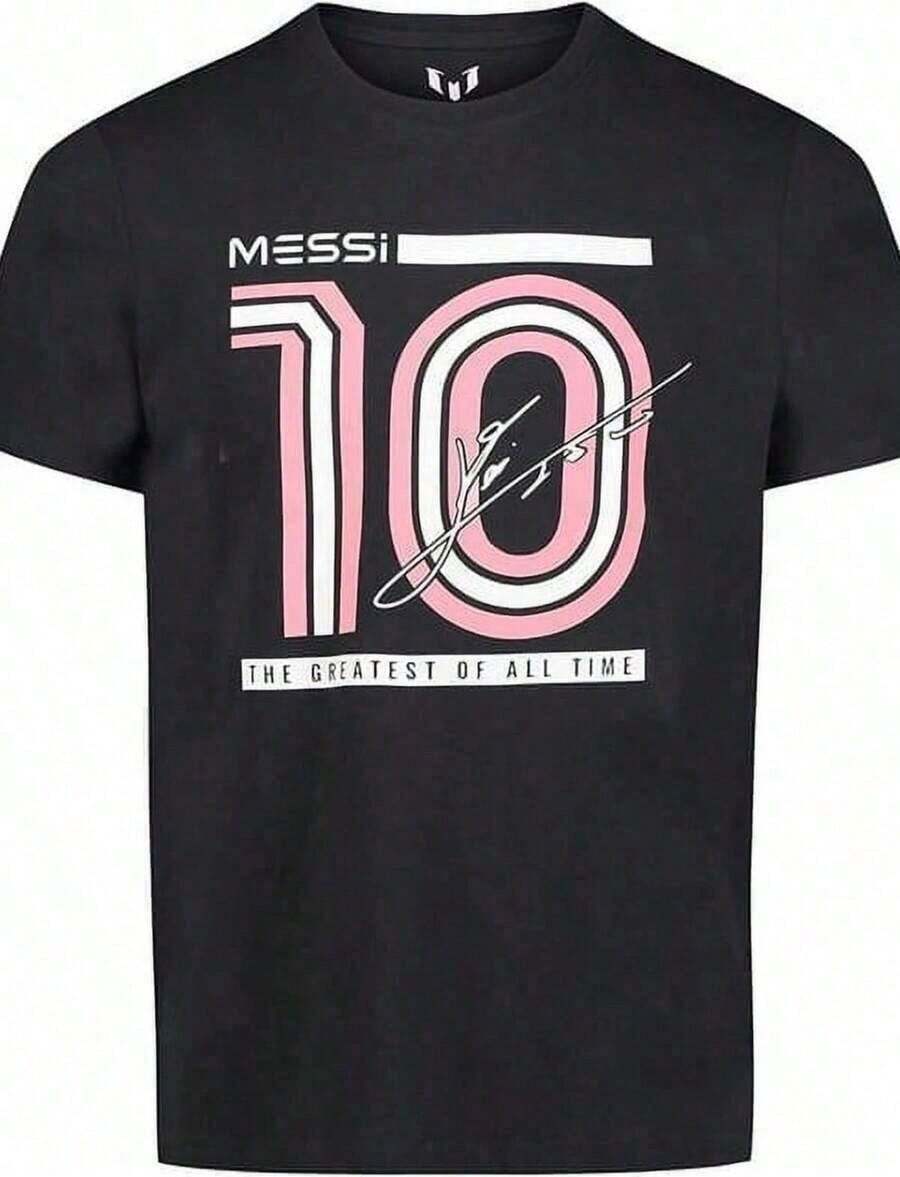 2026 World Cup Shirt, Soccer Fan Tee, Jerseys For Men, Summer Fits For Men, Messis Kicking Soccer Ball GOAT Boys Black T-Shirt Boys Sizes 100% Cotton Graphic Tees, Sports Fan Giftsummer Outfits For Women2026  World Cup - 黑色 - 查看 1