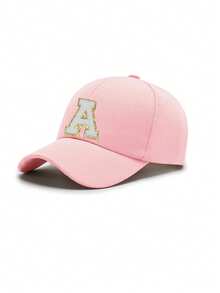 1Pc A-Z Letter Kids Baseball Caps Solid Color Baby Girls Boys Sun Visor Hats Children Adjustable Hip-Hop Hat - Pink - View 5