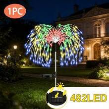 200 LED Solar Powered Firework Lights - 8 Modes, Auto Dusk Sensor, Memory Function, Energy Efficient, Suitable For Garden, Pathway, Party And Wedding Decor - Star - View 3