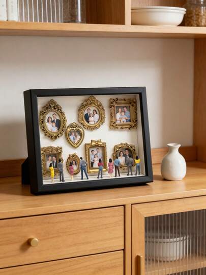 1 Set Time Memory Photo Museum Silhouette Box, Includes Visitor Kit, Celebrate Precious Memories In A Unique Way, Personalized Distinctive Commemorative Decor Photo Frame Statuette Shadow Box