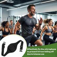 Black Wireless Microphone Waist Belt, Adjustable Nylon Strap, Suitable For Stage, Public Speaking, Fitness, Teaching And Other Scenarios - Black - View 5