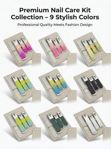 4pcs Manicure Set - Large Nail Clipper, Medium Nail Clipper, Angled Nail Clipper, Nail File. Practical Hand Care Set, Nail Clippers Personal Care Tools. Suitable For Men And Women. Great Gift Choice - Multicolor - View 1