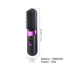 2-In-1 Wireless Heated Styling Brush - Curling & Straightening, Portable Design, Anti-Scald, Type-C Fast Charging, 1800mAh Large Battery, LED Display, Suitable For Home And Travel, Professional Styling Tool, Women's Hair Styling Tool, Perfect Holiday Gift. Provides 2 Size Options. - Multicolor - View 3