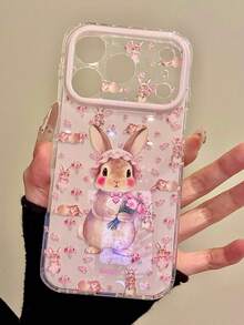 Funda de teléfono con flor rosa brillante compatible con iPhone 17 Pro Max, 17 Pro, 16, 15, 14, 13, 12 Pro Max, 11, de primavera floral y carcasa suave anti-caídas - Conejito - Ver 6