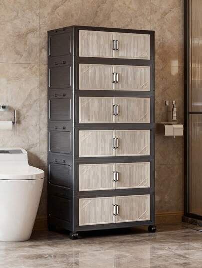 1pc 15.7-25.5 Inch Foldable Plastic Storage Cabinet, Collapsible Storage Box, Kitchen Dining Utensil Cabinet, Kitchen Organizer Rack, Living Room Toy Cabinet, Slim Gap Organizer, Kitchen Slim Storage Cabinet, Christmas Gift, Storage Box, Under Bed Storage