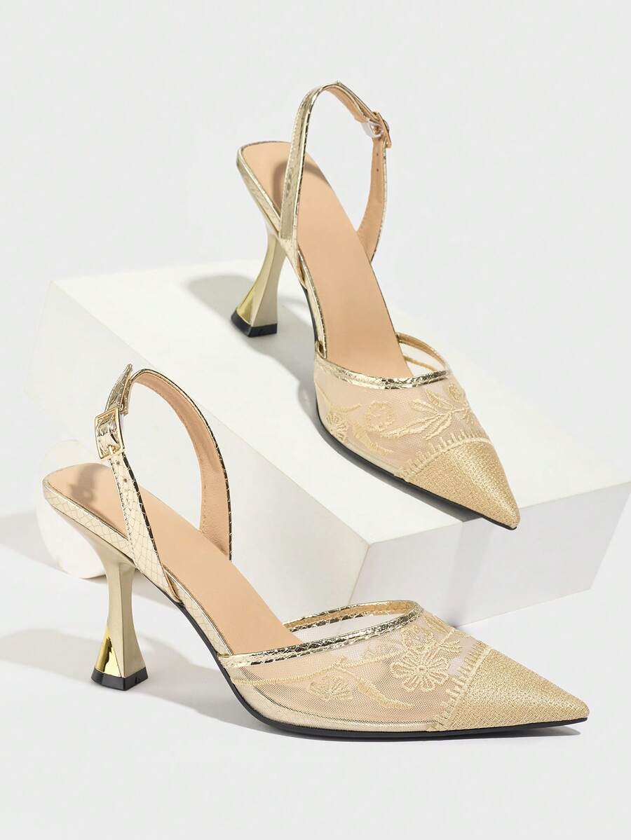 Giày sandal nữ thanh lịch, gót thấp, sandal nữ phối đồ mùa hè, sandal cao gót nhọn mũi ren thêu ren mới mùa hè, gót cao trong suốt, quai hậu điều chỉnh được, giày bít mũi lưới thêu hoa, gót thấp nhọn, phong cách sang trọng, gót cao màu nâu thoáng khí, sandal hở gót, thích hợp cho đi làm, tụ họp, hẹn hò, dự tiệc, kỳ nghỉ, phối cùng váy. - màu nâu - Xem 1