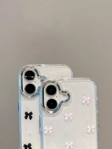 Transparent Butterfly Faux Pearl Decor Phone Case Compatible With  15,  16 Pro Max, Luxury Case Compatible With  13, 14, 12 Pro Max, 11, Shockproof Silicone Cover - Pink - View 8