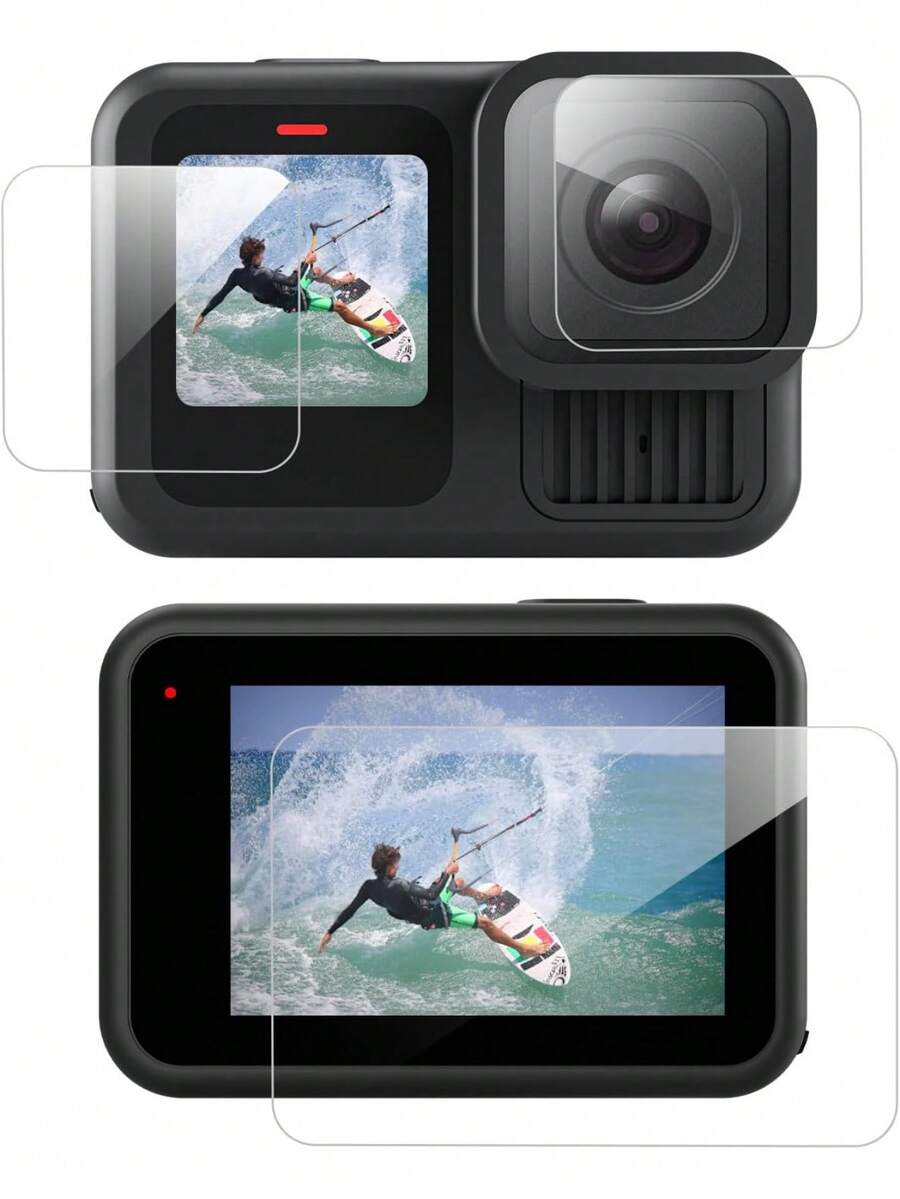 3pcs/Set Tempered Glass Screen Protector Kit For Hero 13/12/11/10/9 Black, Ultra HD 9H Hardness, Scratch-Resistant, Anti-Fingerprint, Bubble-Free Protection For Front, Rear Screens & Lens, Easy Installation, Smooth Surface, Suitable For Action Camera Accessories - View 1