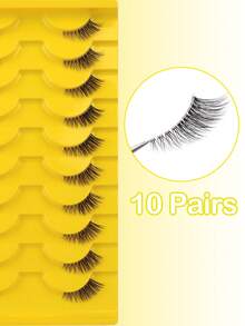 NAIJEMA 10 pares de pestañas postizas de media-ojo naturales, pestañas de ojo de gato, pestañas de ojo de zorro, pestañas de visón falso esponjosas, pestañas 3D suaves y ligeras, pestañas postizas naturales, pestañas alargadoras, adecuadas para fiestas y uso diario - Negro - Ver 2