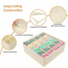 4pcs Foldable Drawer Organizer Baskets And Fabric Storage Boxes, For Storing Clothes, Underwear, Bras, Ties, Accessories, Socks - Beige - View 5
