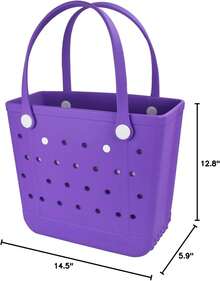 Medium Beach Bag, Waterproof Rubber Beach Bag, Washable Open Tote Bag Durable Tote Travel Bags Outdoor Sport - Màu tím - Xem 7