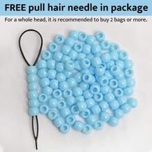 100 hạt nhựa 10*12mm có lỗ lớn, thích hợp làm phụ kiện tóc tết kiểu châu Phi, màu xanh nhạt, kèm móc đan. Bộ dụng cụ tạo kiểu tóc, thích hợp mang đi du lịch hoặc làm quà sinh nhật. - màu xanh nhạt - Xem 4