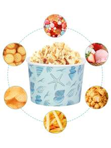 10pcs/20pcs/50pcs Light Blue Ice Cream Paper Cups, Ocean Theme Paper Snack Bowls With Starfish And Shell Patterns, 2.4 Inch Height, Suitable For Beach Party, Summer Pool Party, Hawaiian Theme Party, Birthday Party, Unisex Theme Party - Multicolor - View 5