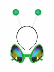 1pc Halloween Alien Costume Set, Includes Headpiece And Glasses, Alien Mars Antenna Headpiece Set, Suitable For Men's Space Theme Party Outfit - View 10