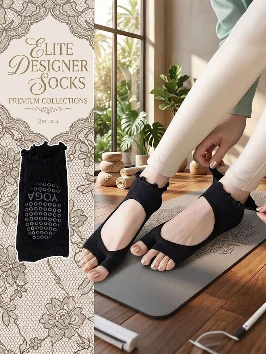 1 Đôi tất yoga mỏng mùa hè dành cho nữ, tất năm ngón chống trượt chuyên nghiệp, tất hở ngón tập Pilates, thể dục, không gót, tất tập thể dục. - Nhiều màu - Xem 1