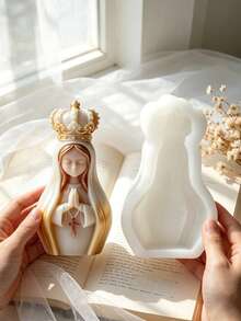 Praying Virgin Mary Silicone Mold, Handmade Candle/Gypsum/Resin Crafting Mold, Spiritual Atmosphere Decor, DIY Candle, Incense, Gypsum Mold, High-End Handmade Art Tool - Silicone Mold Of the Virgin Mary - View 2