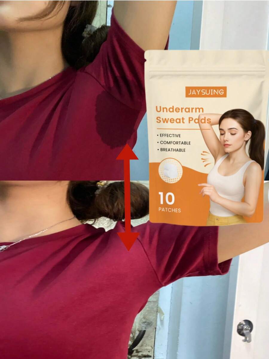 JAYSUING 10pcs Sweat Absorbing Pads, Powerful Moisture Lock, Say Goodbye To Sweat Stains, Breathable & Skin-Friendly, Comfortable Wear All Day, Ideal For Commuting, Office, Daily Wear, Keeps You Fresh And Sweat-Free