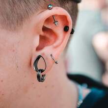 2个水滴形耳扩，带固定珠环，316L不锈钢耳塞，用于耳廓扩张和身体穿刺饰品 - 水滴耳擴 - 查看 2