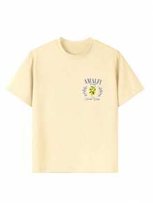 Tween Jungen T-Shirt mit Zitronen-Muster im Amalfi-Küsten-Stil, aus weichem und bequemem Material, geeignet für Tween Jungen Outdoor-Sport, Alltagstragen, Streetwear, Campuswear, modischer Casual-Top für Tween Jungen im Frühling und Sommer - Aprikosenfarben - Übersicht 9