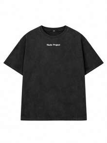 INFLATION Camiseta casual vintage estampada para hombre, primavera/verano - Negro - Ver 4