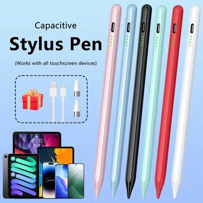 Bút cảm ứng tương thích Android/Apple Pencil - Bút cảm ứng điện dung độ chính xác cao với sạc nhanh, dành cho iOS, máy tính bảng Kindle, kèm đầu bút thay thế và cáp sạc.
