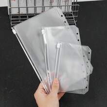 1pc,A6A5A7 Frosted Zipper Bags,Loose Leaf Notebook Refills Filler Organizer - Clear - View 2