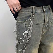 1 chiếc dây xích quần kim loại nhiều lớp thời trang unisex - Bạc - Xem 3
